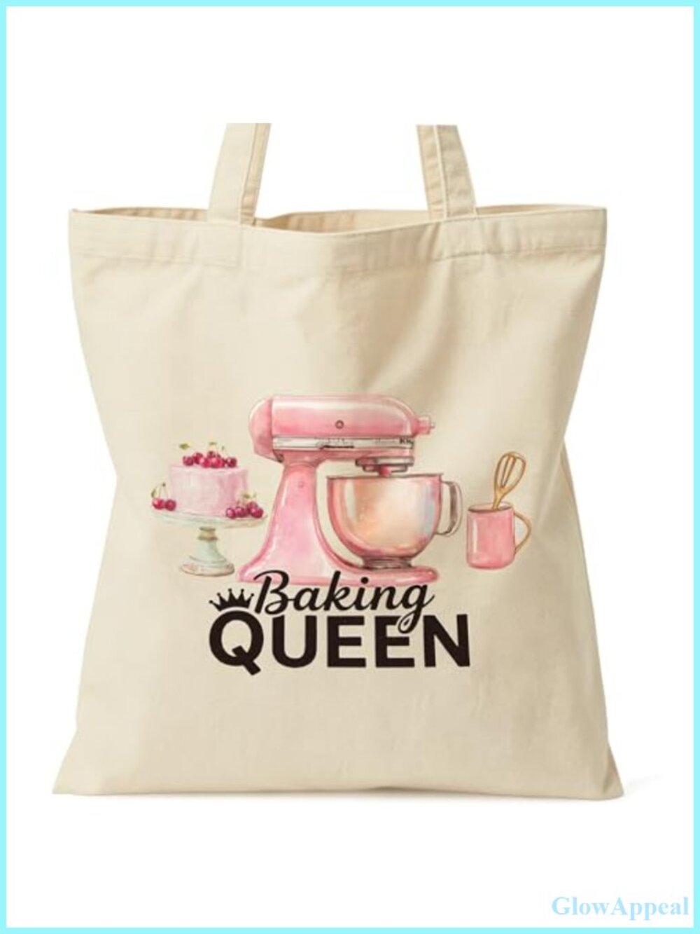 Canvas Tote Bag Baking Queen Gift Women Large Shoulder Bag Inner Pocket